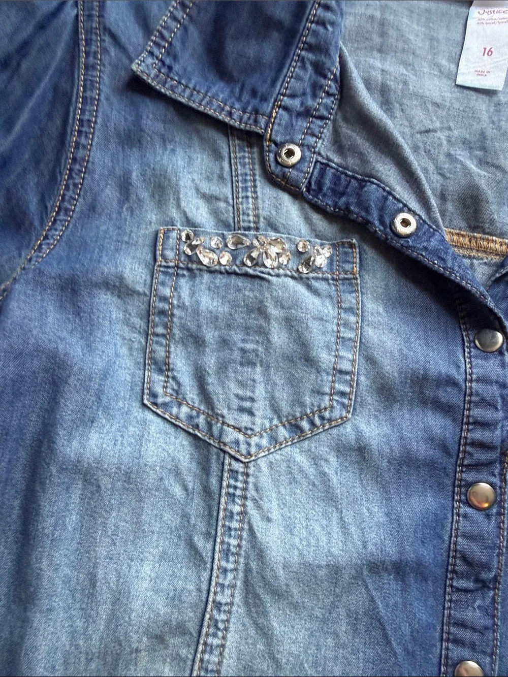 Justice Girls Denim Blue Long Sleeve Shirt Dress